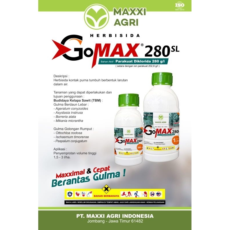 Jual GoMax 1 Liter Herbisida Paraquat Kontak Racun Rumput Bakar 280 SL ...