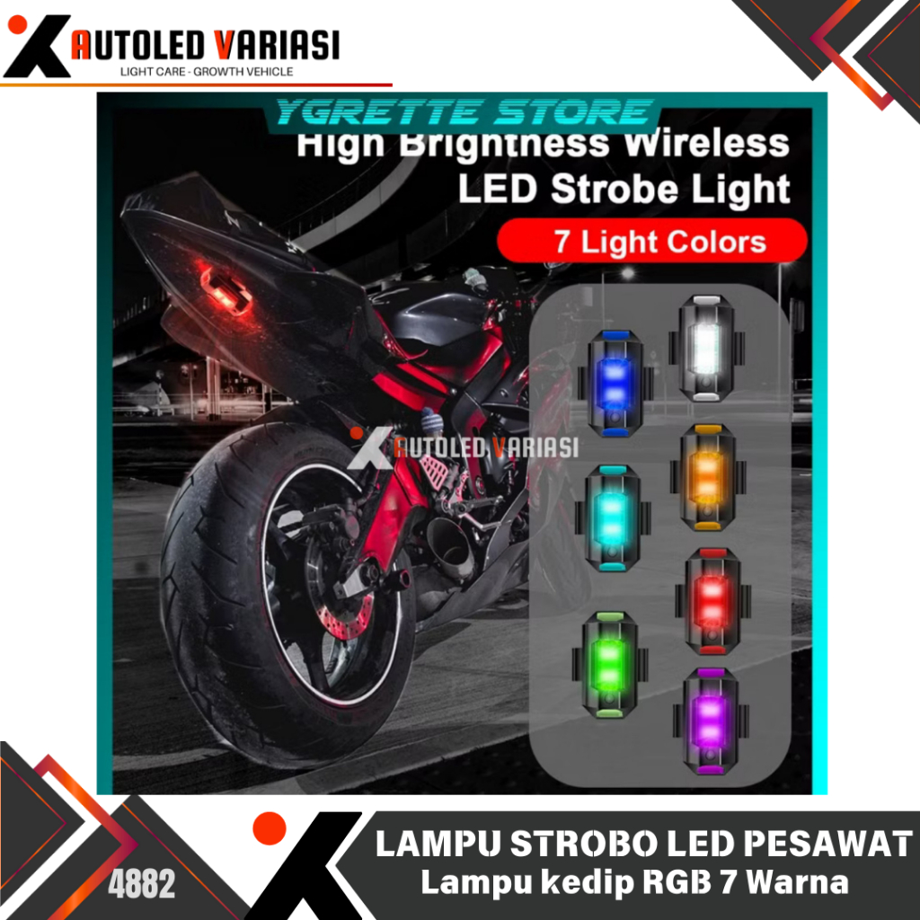 Jual Lampu Pesawat Motor Kedip RGB 7 Warna l Lampu Sepeda Led Kedip USB ...