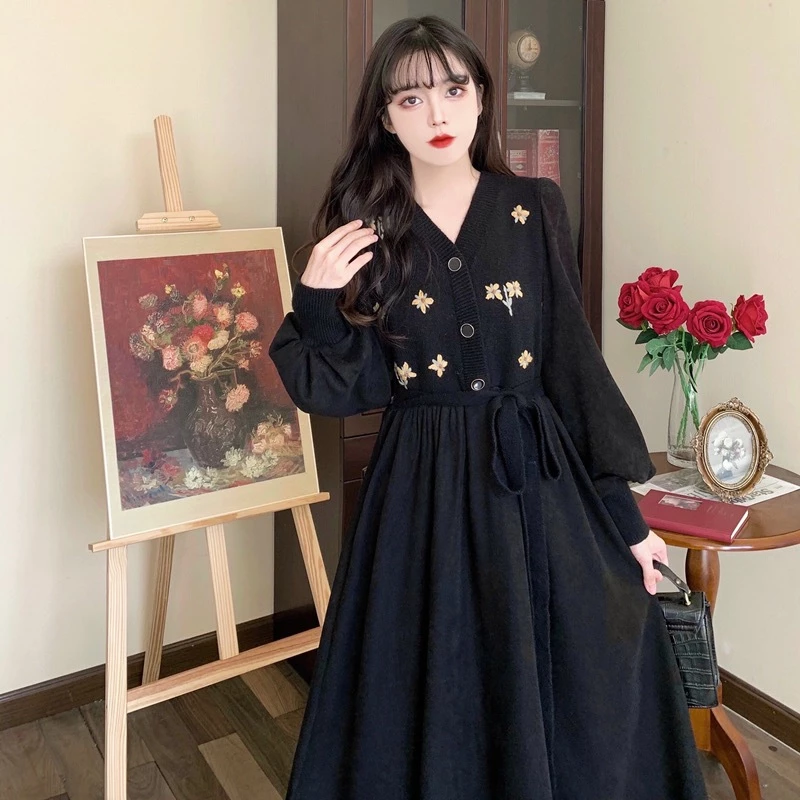 Susana ID Vintage Corduroy Dress With Floral Embroidery B012D - foto 1
