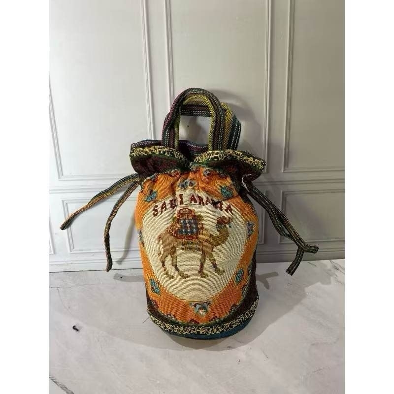 souvenir haji TAS HAND BAG serut mini pouch -sling bag selempang tas  multifungsi IMPORT MOTIF LUCU KANVAS 1783 KARAKTER TENUN BORDIR HAJI  UMROH