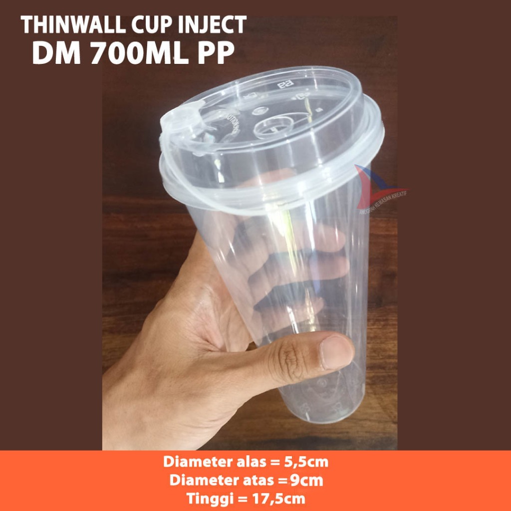 Jual THINWALL CUP INJECT MERK DM 700ML + TUTUP (25 SET) | Shopee Indonesia