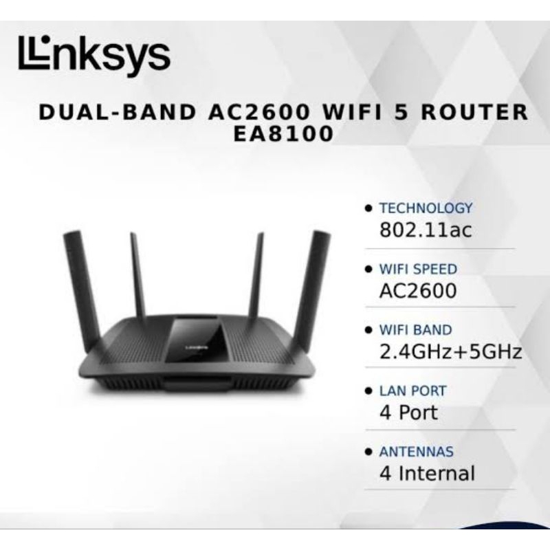 Jual LINKSYS EA8100 MU-MIMO AC2600 Gigabit Router Wireless | Shopee ...