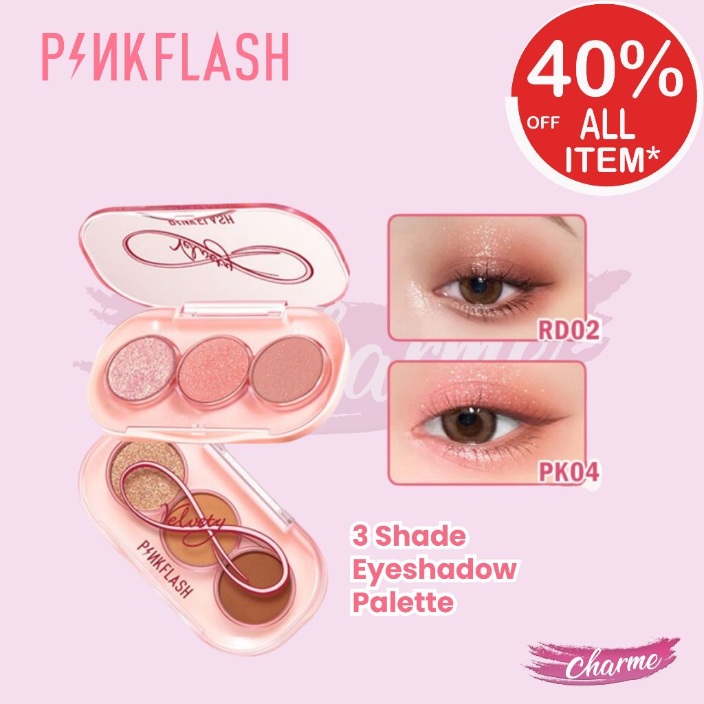 Jual Pinkflash Pink Flash 3 Shades Eyeshadow Palette Glitter High ...