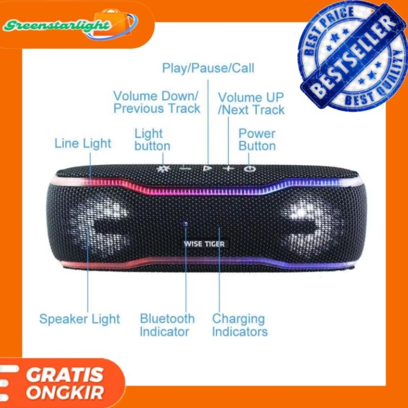 Jual Speaker BEAT BOOM Speaker Wireless Portable Stereo Bluetooth 5.3