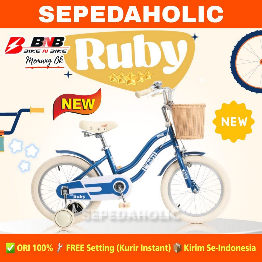Jual Sepeda Anak Perempuan BNB RUBY Ukuran 12 16 18 Inch Keranjang Usia ...