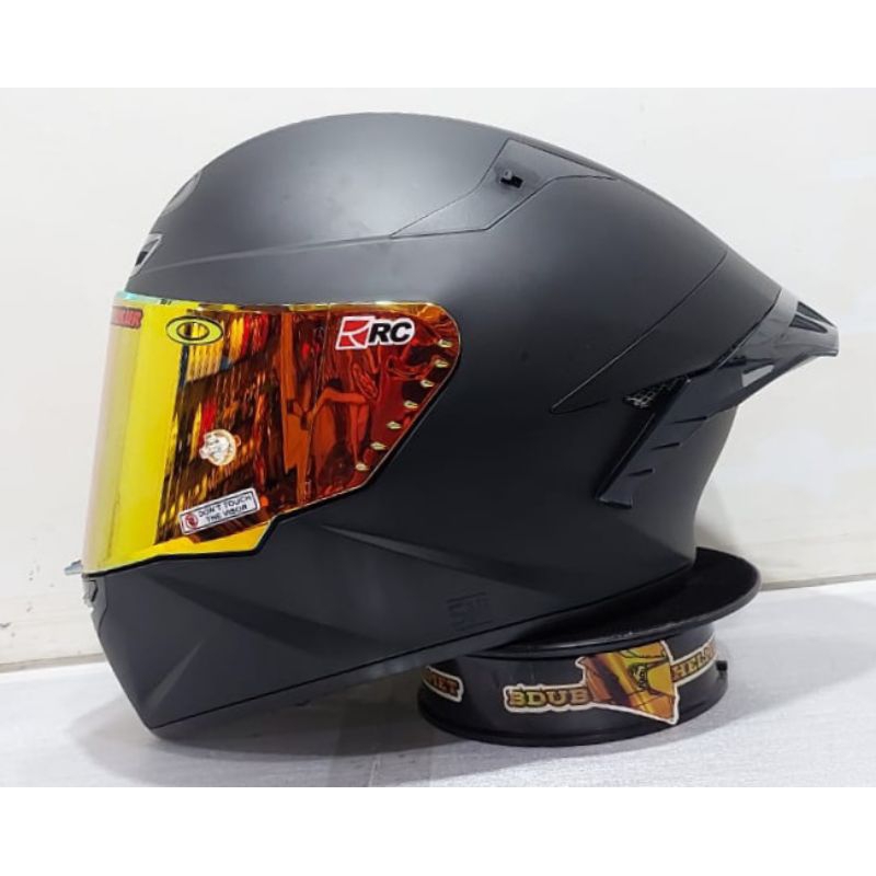 Jual HELM KYT TTC BLACK DOFF PAKET GANTENG LEOPARD/REDBULL