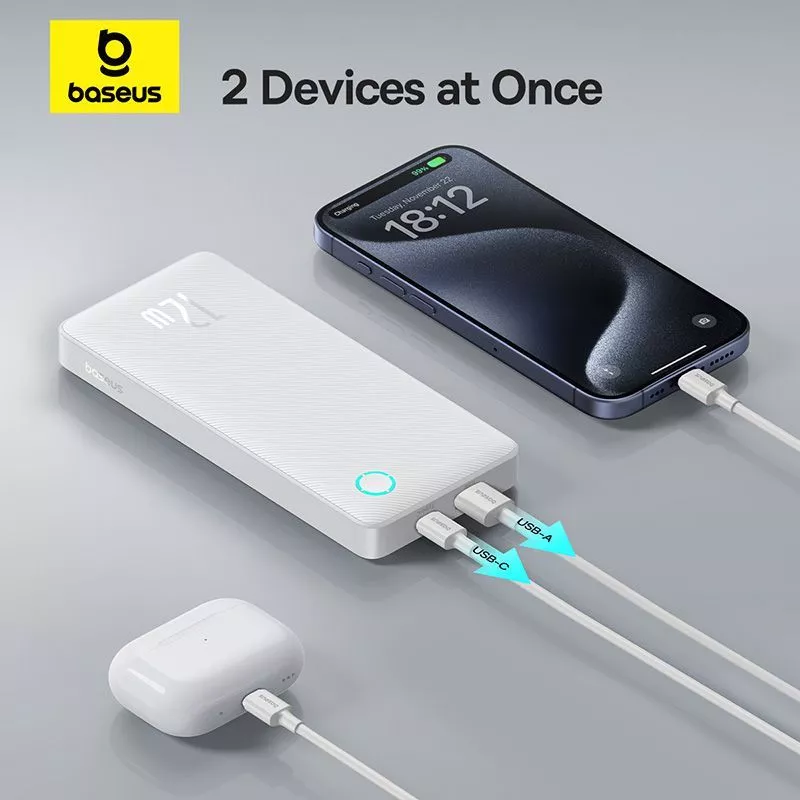 Baseus Power Bank Airpow 10000mAh Fast Charging 3A 12W Cable USB to Type-C Powerbank