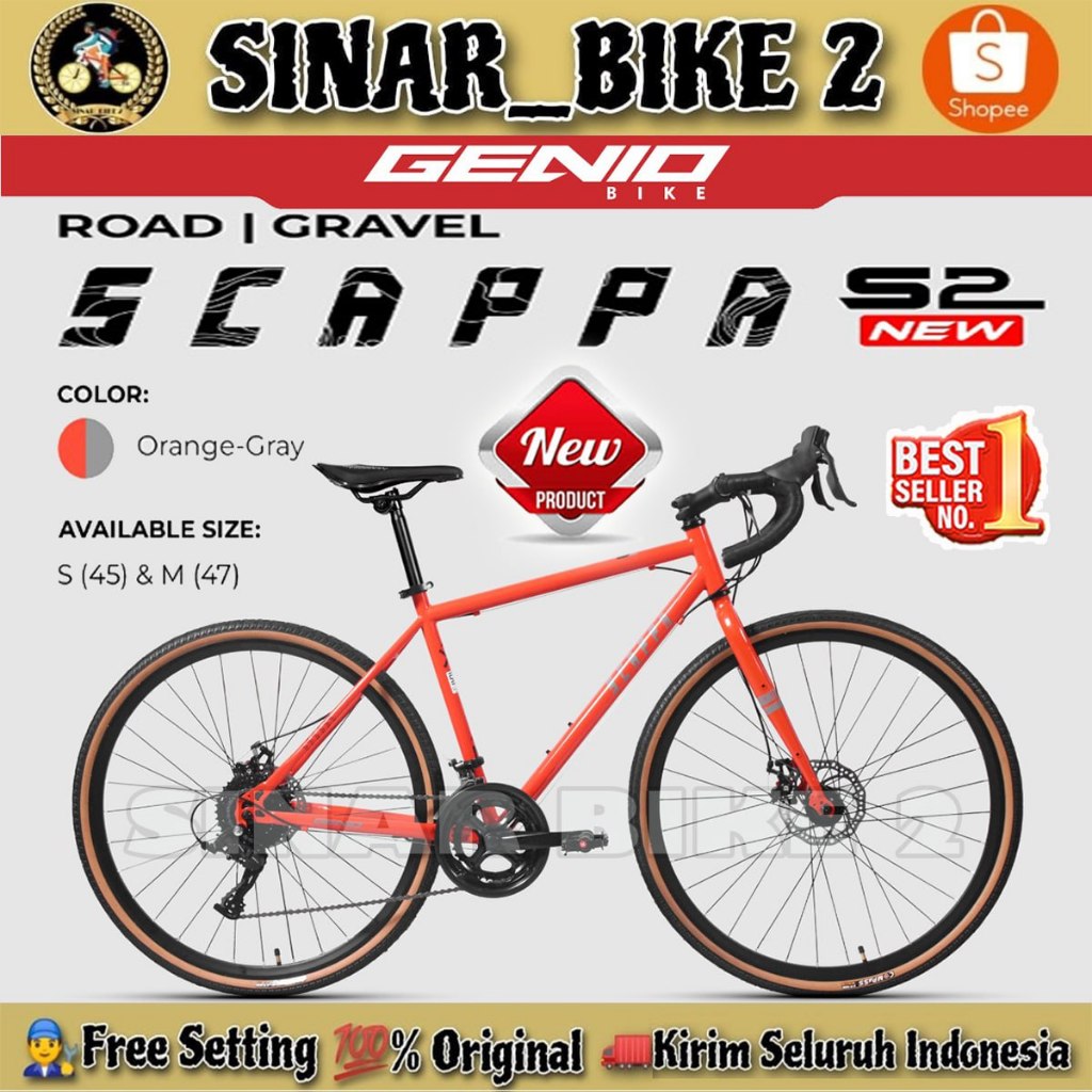 Jual Sepeda Gravel GENIO SCAPPA S2 NEW 700C 18 Speed Road Bike | Shopee ...