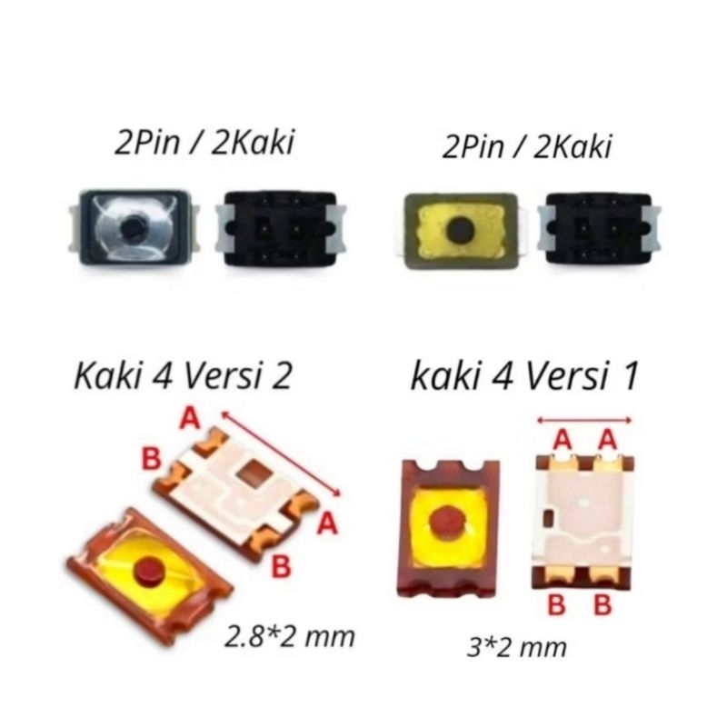 Jual Switch On Off Kaki 2 Kaki 4 Versi1 Versi2 / Switch Tombol Power ...