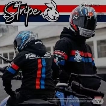 Jual Rabbit and wheels Stripe jaket motor second rare item riding ...