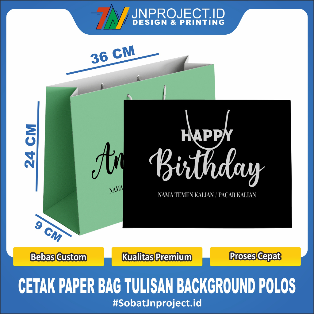 Jual Paperbag Custom Tulisan Background Polos | Termurah | Shopee Indonesia