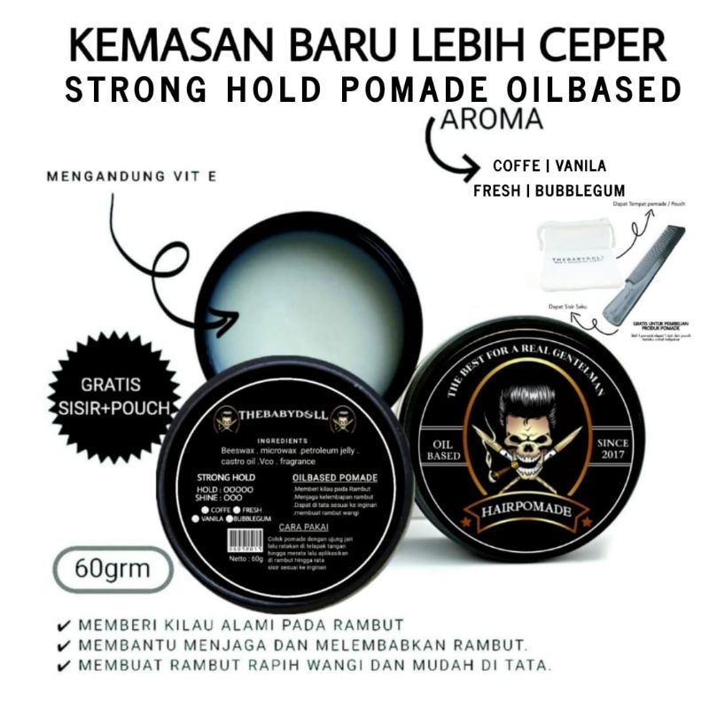 Jual Pomade Rambut Oilbased Strong Hold Thebabydoll 60grm | Shopee ...