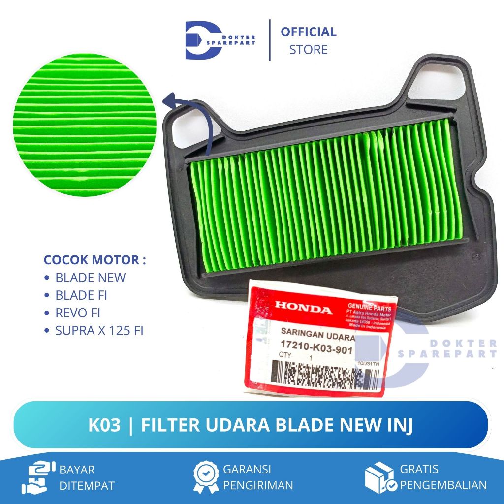 Jual K03 FILTER UDARA BLADE FI / REVO FI / BLADE NEW / SARINGAN UDARA ...