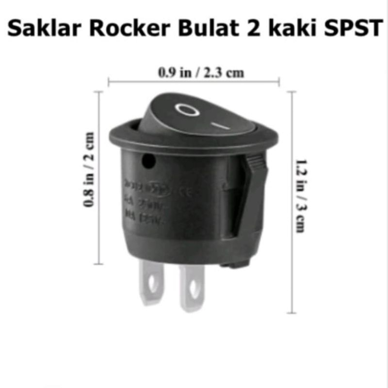Jual SAKLAR BULAT SWITCH ROCKER ON OFF 2 PIN HITAM TANAM | Shopee Indonesia