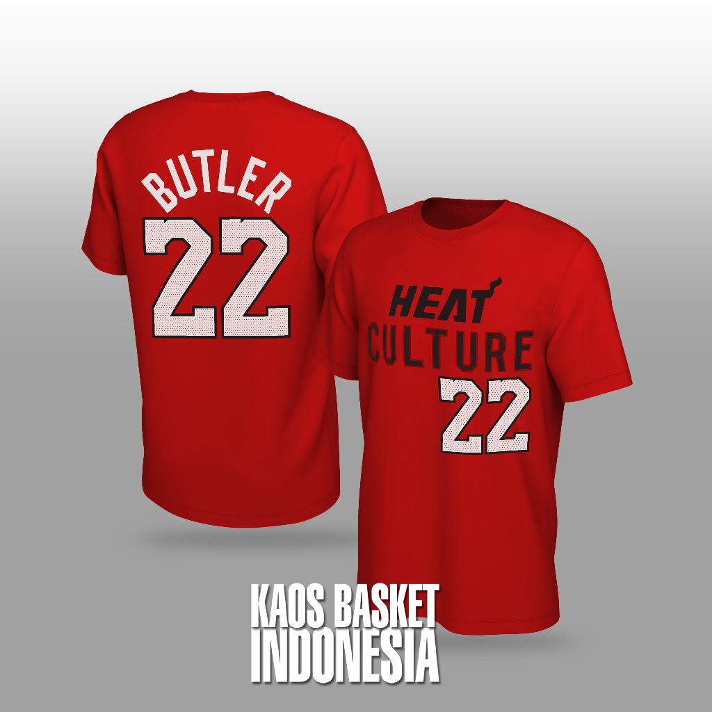 Baju Basket Pria Wanita NBA T shirt basket Kaos Miami Heat No 22 BUTLER  Kaos NBA Tshirt Basketball