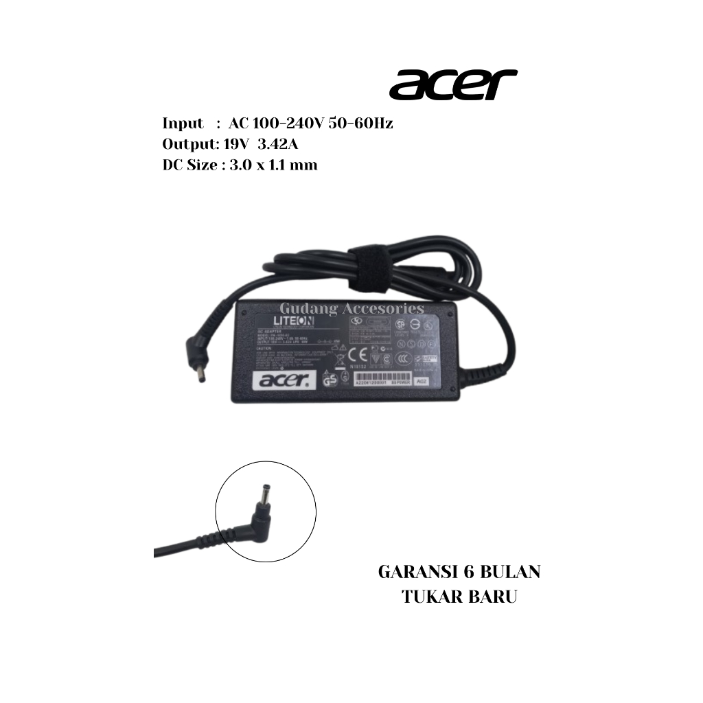 Chargeur Secteur 45W Acer Swift 3 (SF314-56) D'origine – Fiche UE