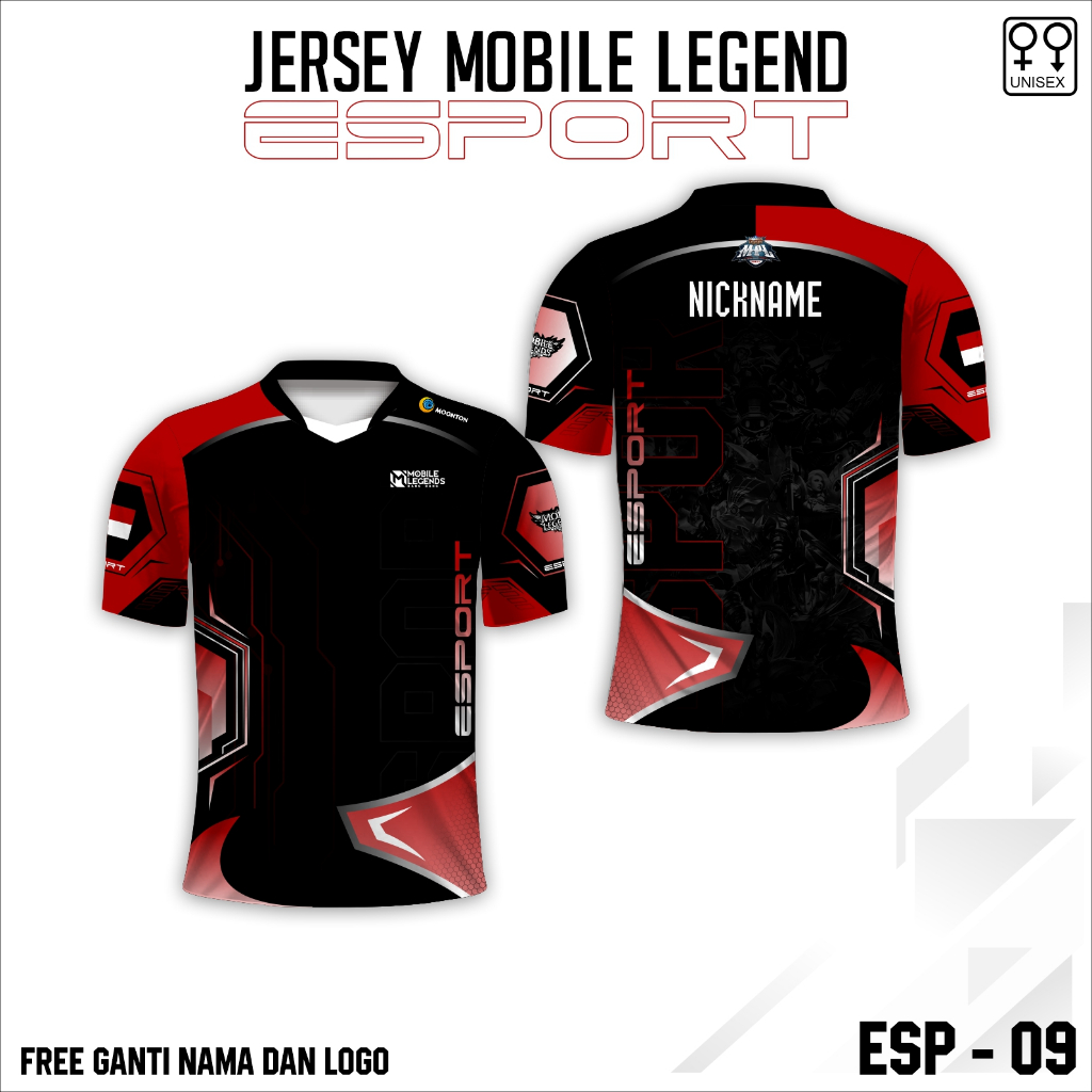 Jual Jersey esport baju mobile legend kaos game free custom nama
