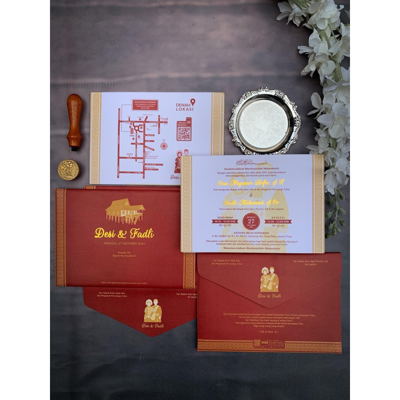 Jual Undangan Pernikahan Hard Cover Single Board Dengan Amplop