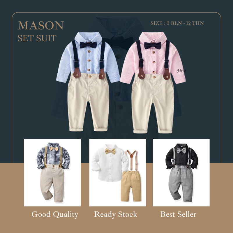Jual Mason Kids Suit Set 3 in 1/ Kemeja Celana Anak Laki-laki | Shopee ...
