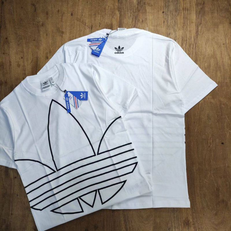 Kaos Tshirt Adidas Trefoil Big Logo Outline Hitam Cotton Combed 24s Mirror  Fulltag