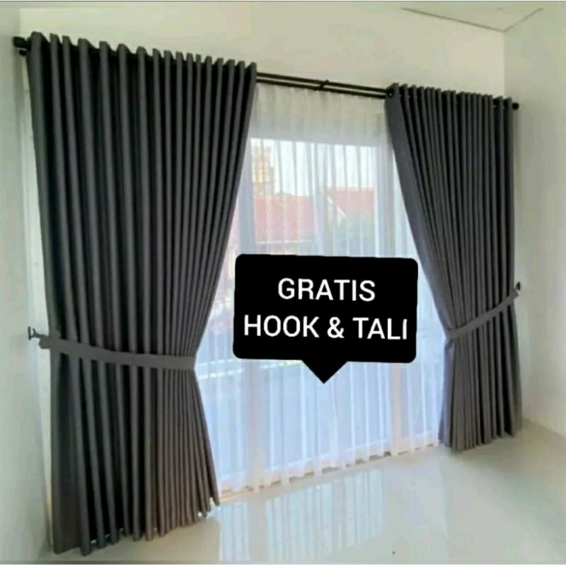 Gorden Blackout Jendela Hordeng Pintu Model Smokring 24 Ring 12 Gelembung Ukuran L200 x T200
