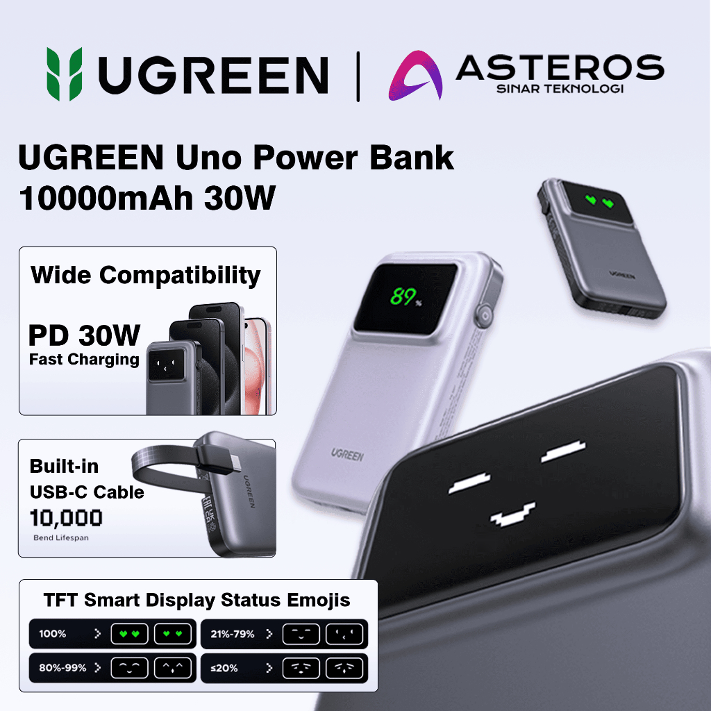 UGREEN Uno 10000mAh Magnetische Powerbank Zwart - Met Standaard IPhone 16 15 Compatibel