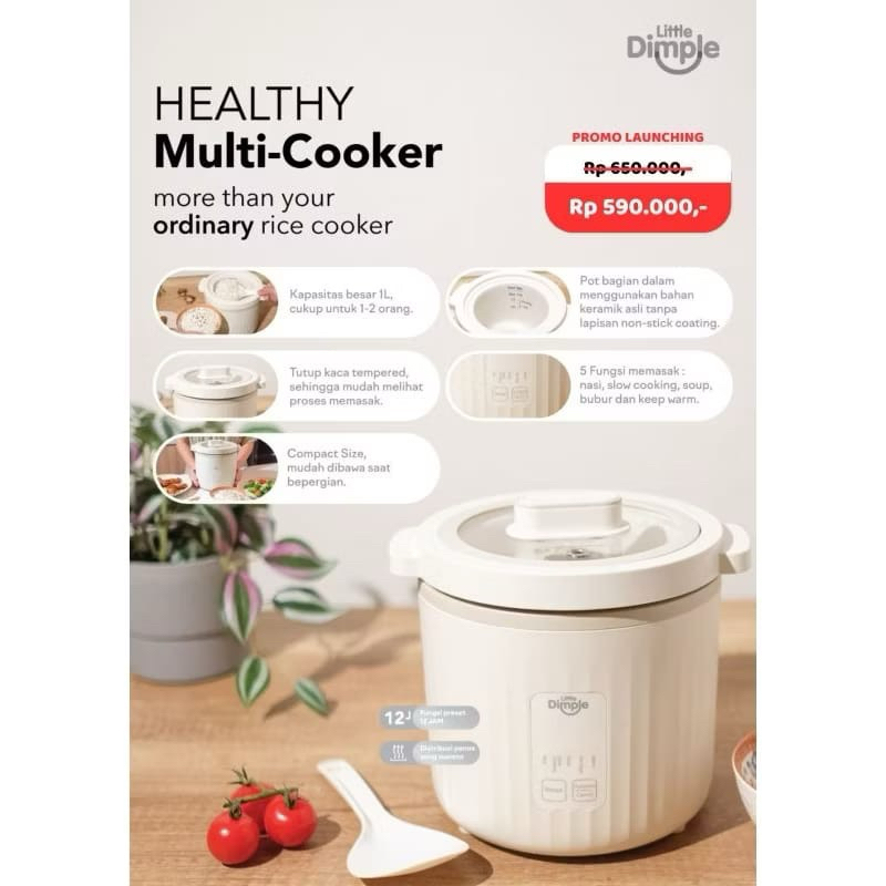 Jual Little Dimple Healthy Multi Cooker 1 Liter MC-858 / Rice Cooker ...