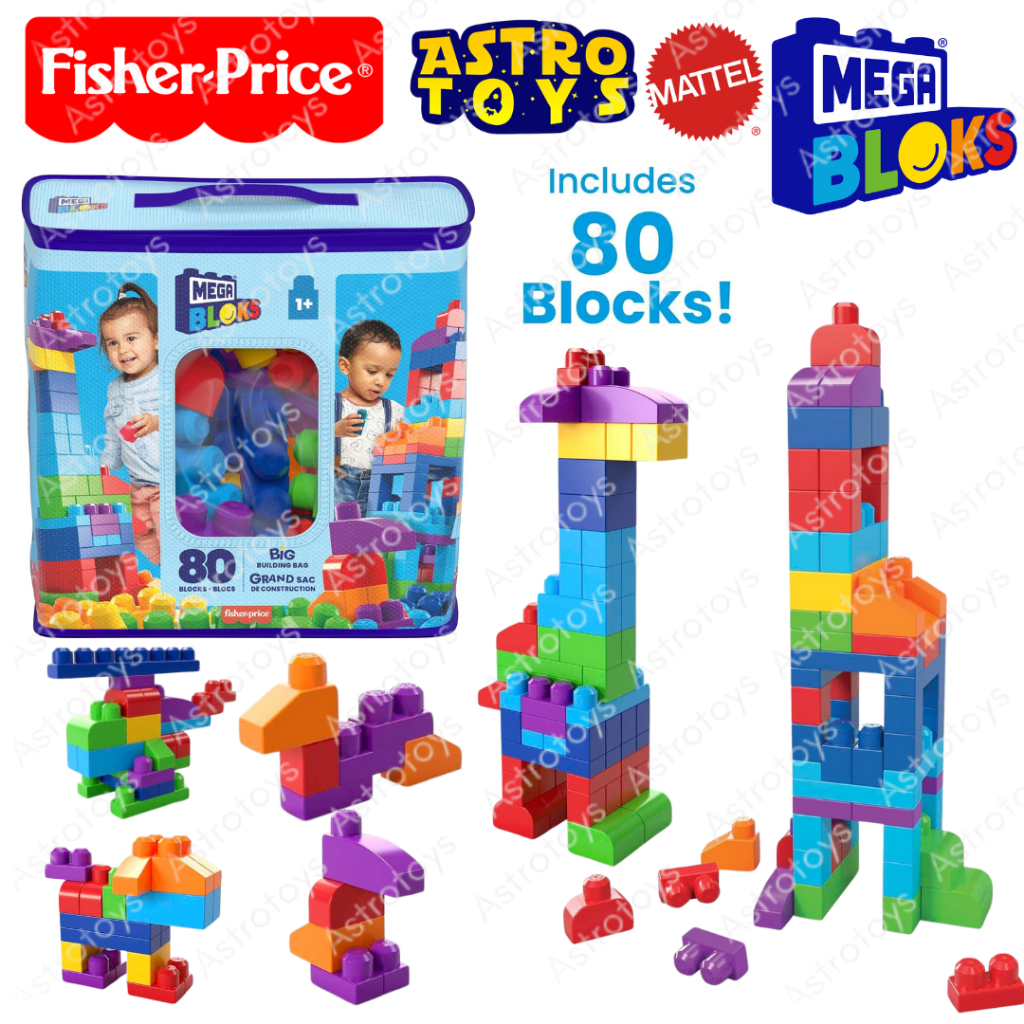 Jual Mega Bloks Block Big Building Bag Biru Isi 80pcs dari Fisher Price ...