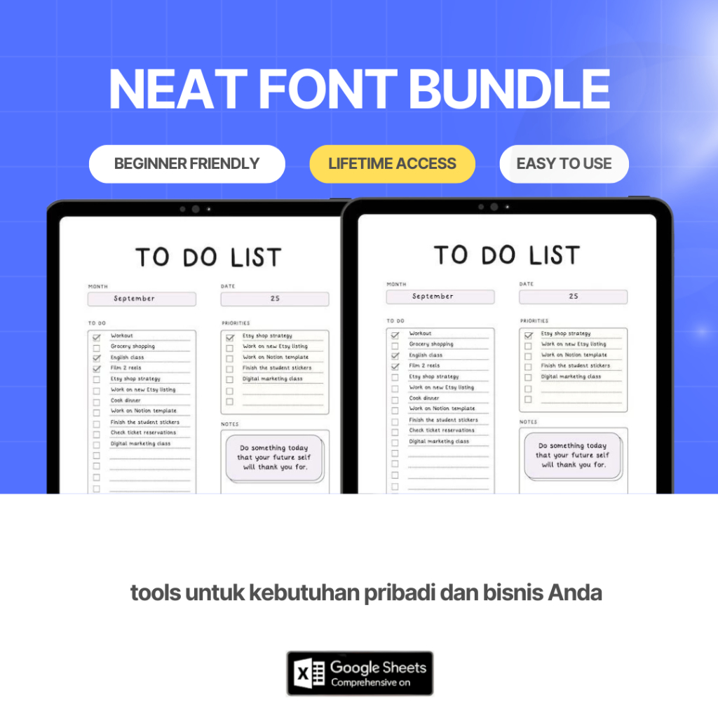 Jual A43 Neat Handwritten Font Bundle For Digital Notes and Digital ...