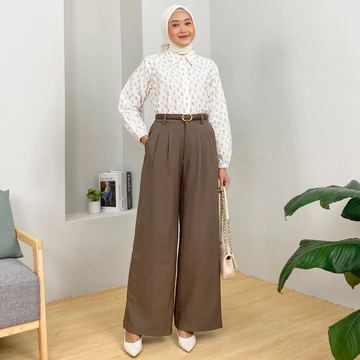 Dostifashion Diva Kulot Celana Kerja Wanita Resleting Depan Celana Kantor Woll Premium