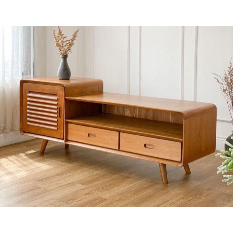 Jual buffet tv retro minimalis kayu jati | Shopee Indonesia