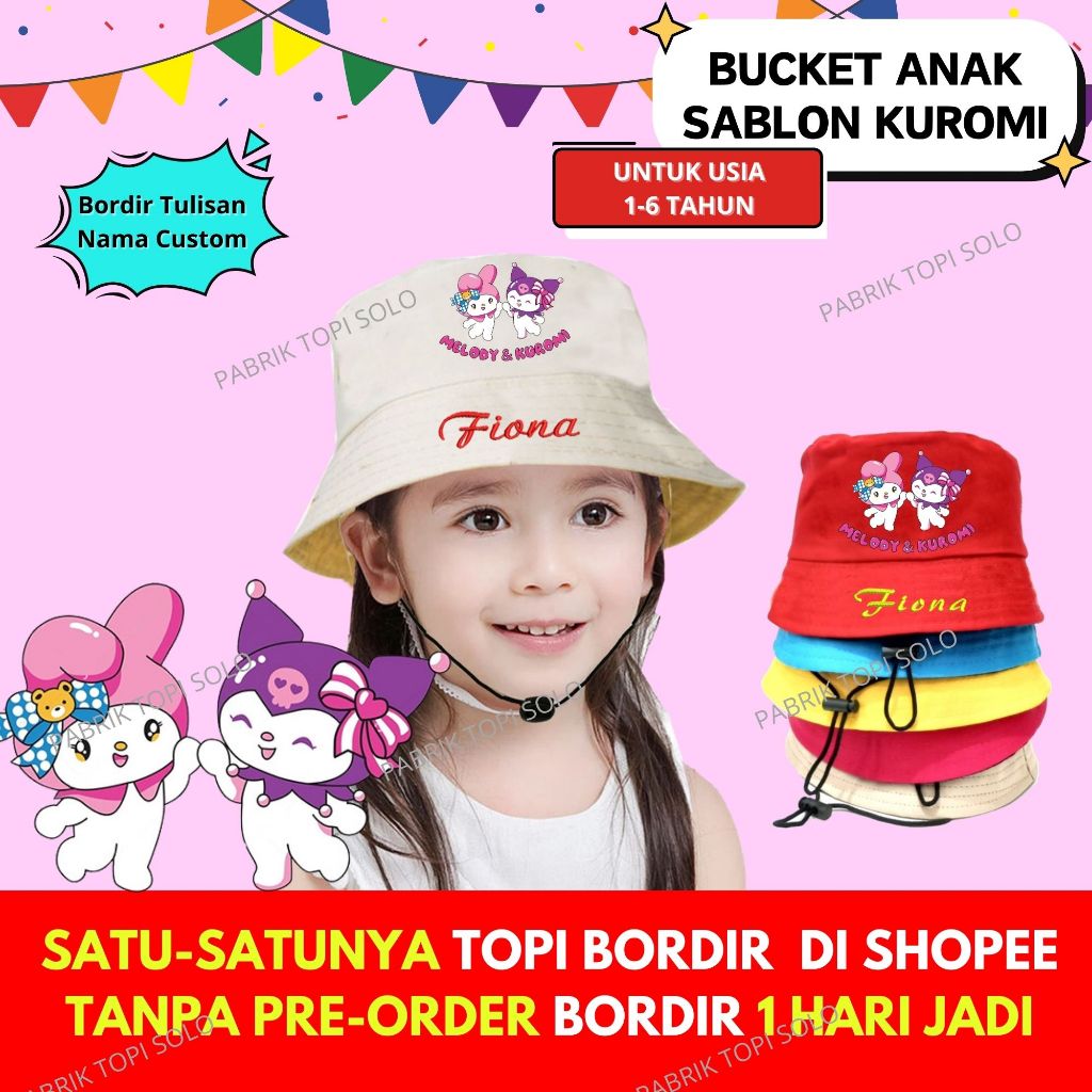 Jual Topi Bucket Sablon FRIENDS KUROMI Dan Bordir Nama Sesuka Kamu ...