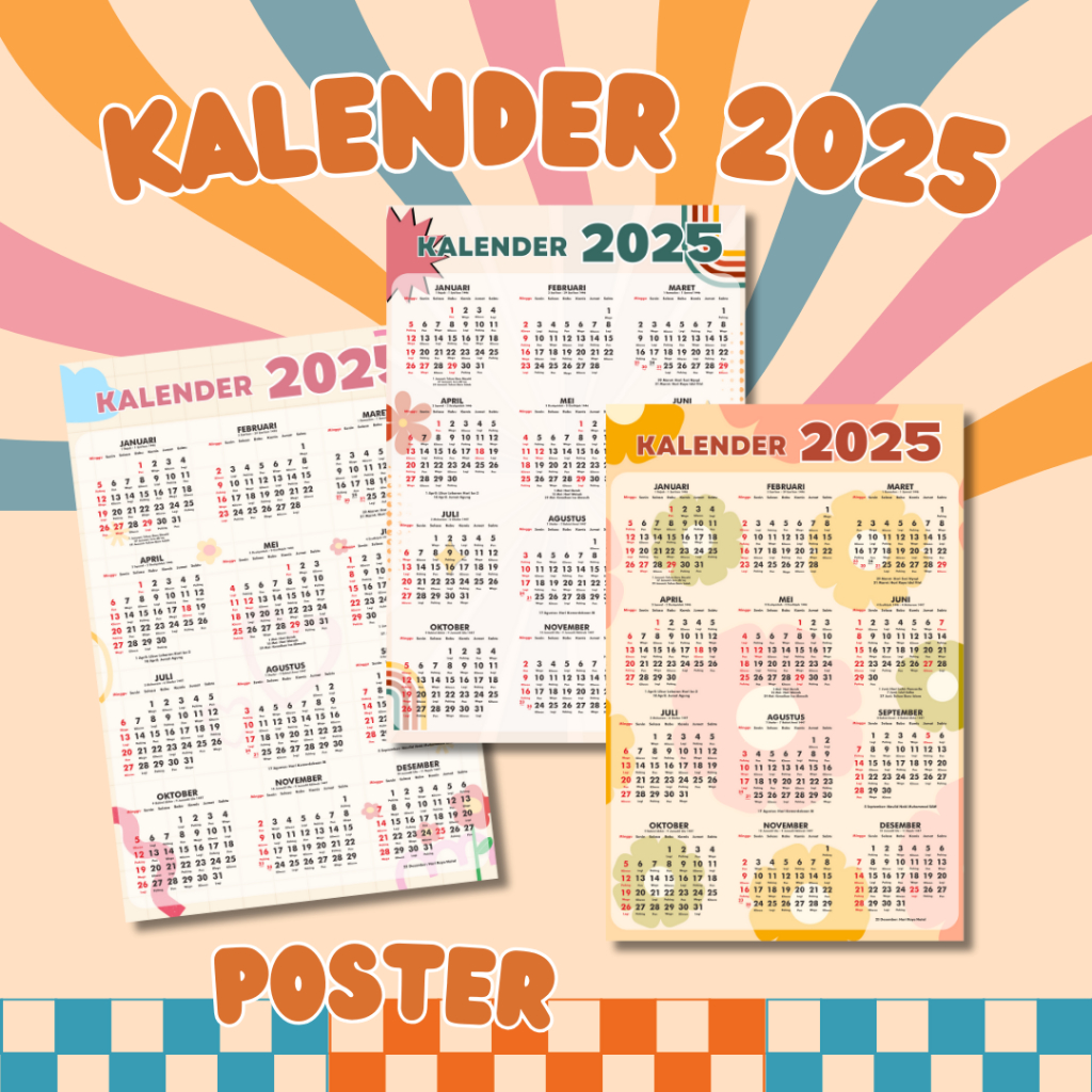  Jual [A4] Kalender Poster 2025 - Kalender 2025 Custom Desain 