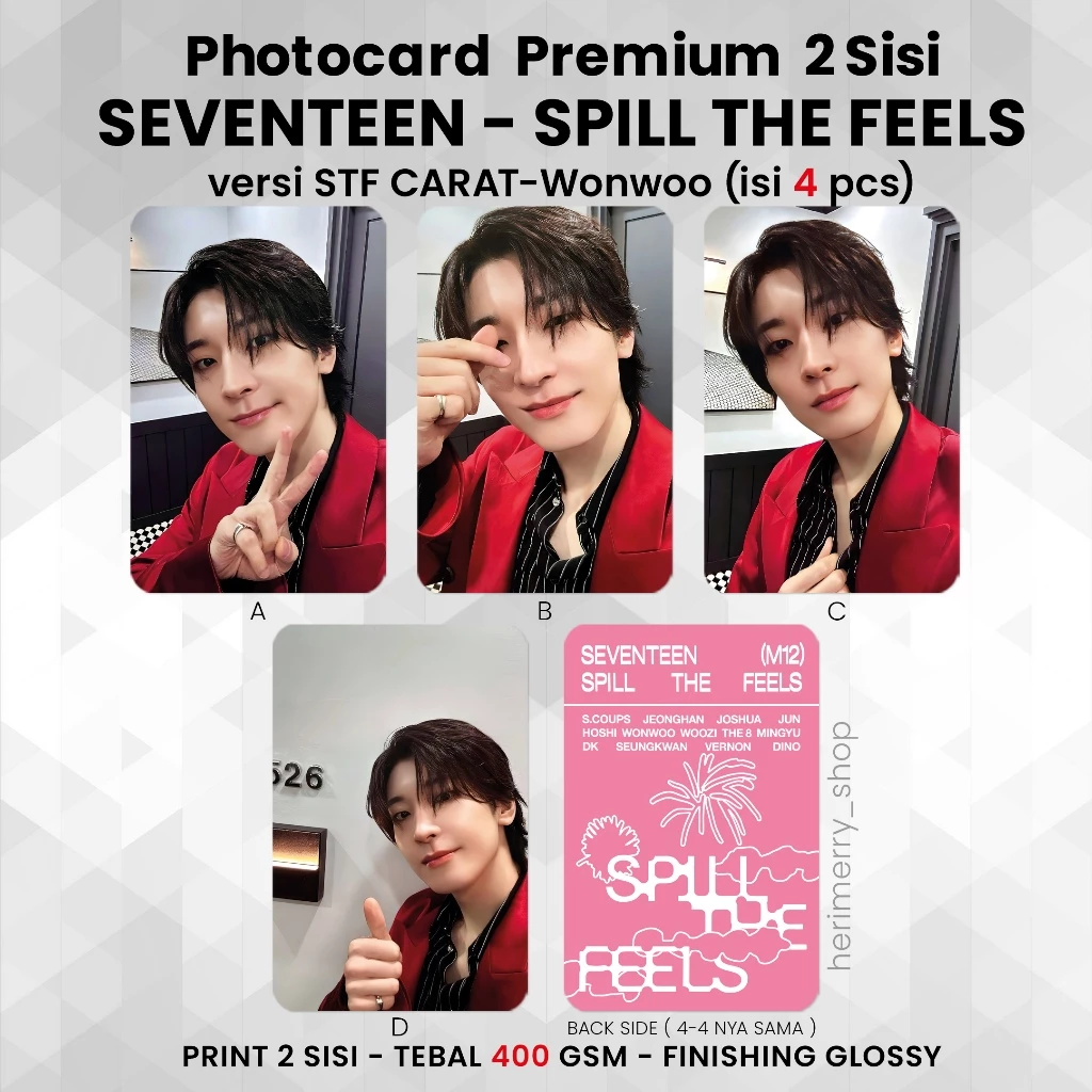 Photocard SEVENTEEN SPILL THE FEELS Premium Dua Sisi untuk Koleksi dan Penggemar