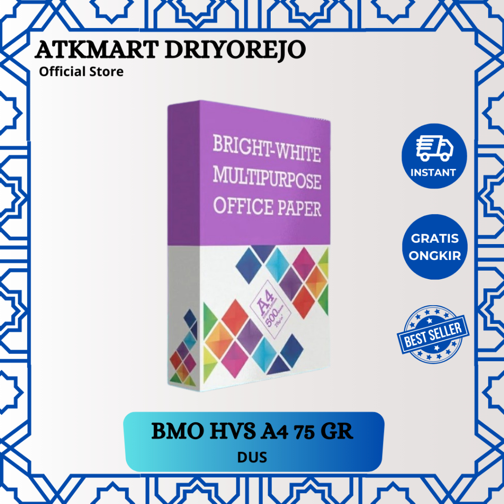 Jual (1 BOX) KERTAS HVS BMO A4 75 GRAM 2500 LEMBAR COPIER PAPER PER ...