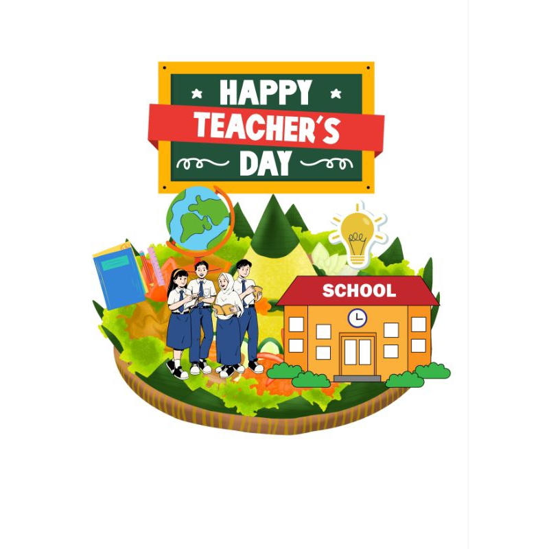 Jual Topper teacher day/hiasan cake hari guru ukuran besar free custom ...