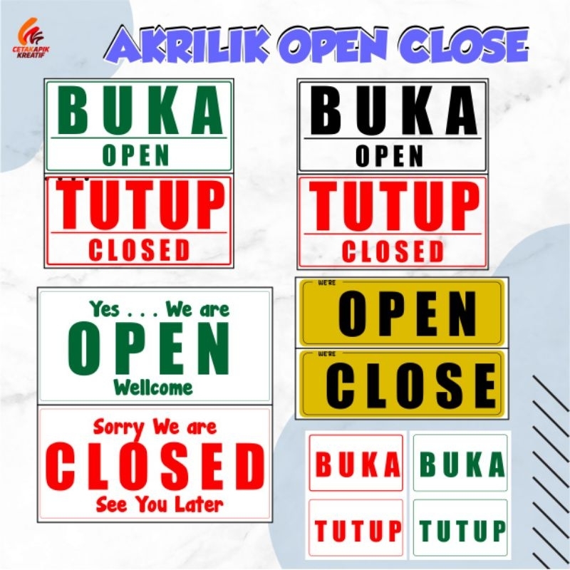 Jual Sign Label Sign Board Acrylic / Akrilik BUKA TUTUP OPEN CLOSE ...