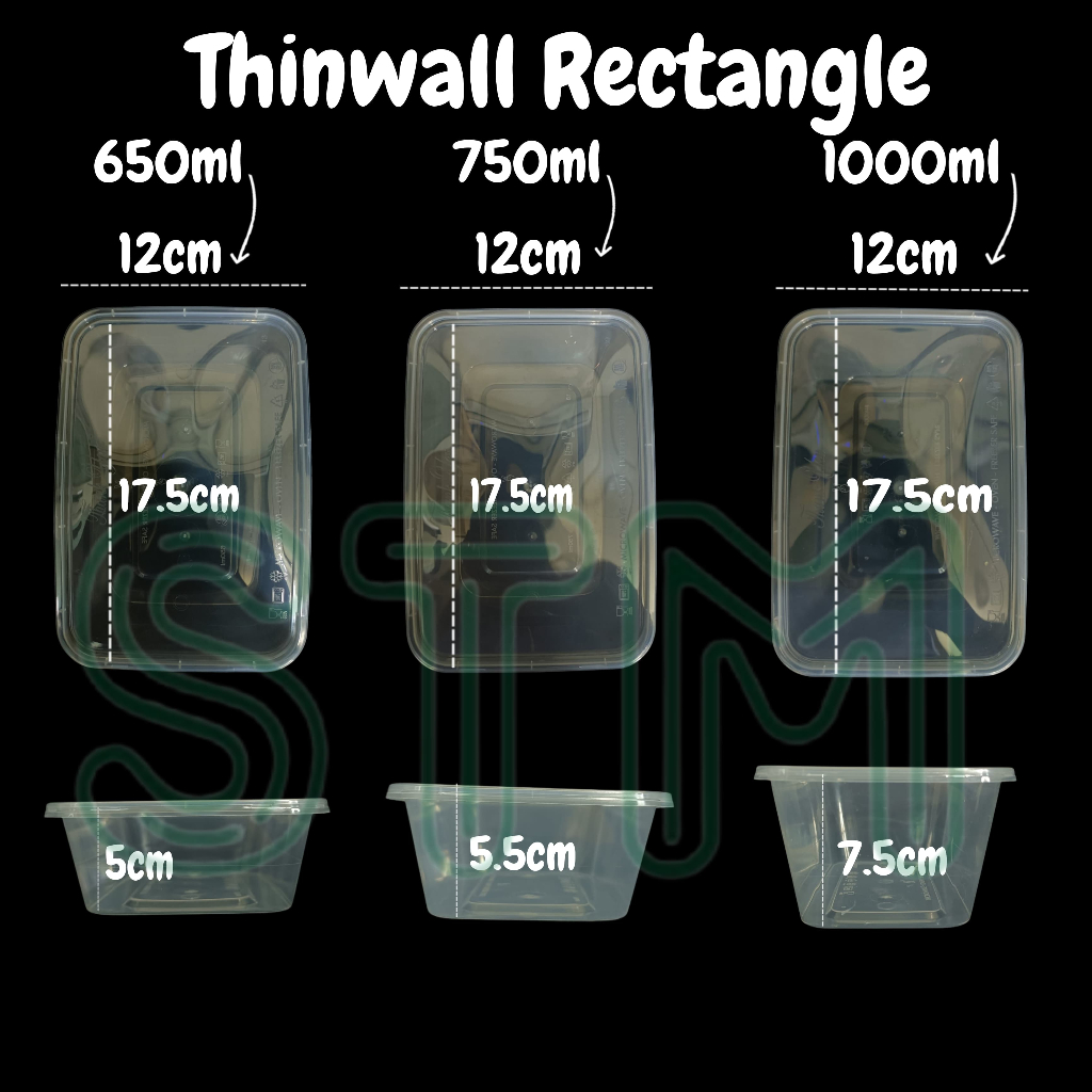 Jual Thinwall Rectangle Ukuran 650ml,750ml&1000ml Tebal /Persegi ...