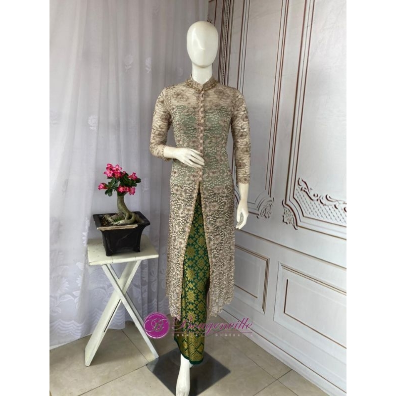 Jual BARU Kebaya Brookat Full Payet Hijau Gargoyle | Shopee Indonesia
