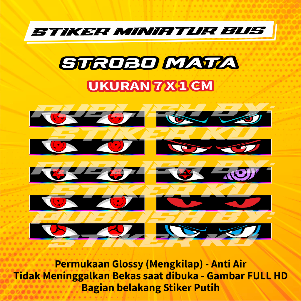 Jual Stiker Miniatur Bus Strobo Mata Bus Basuri Telolet Isi 1 Pcs ...