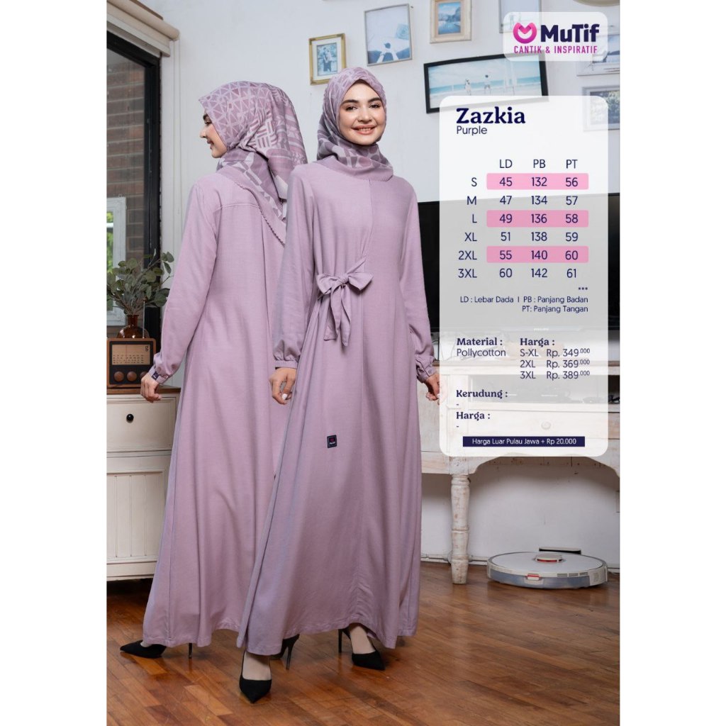 Jual [COD] MUTIF ZAZKIA PURPLE Dress Muslimah terbari - Gamis jumbo ...