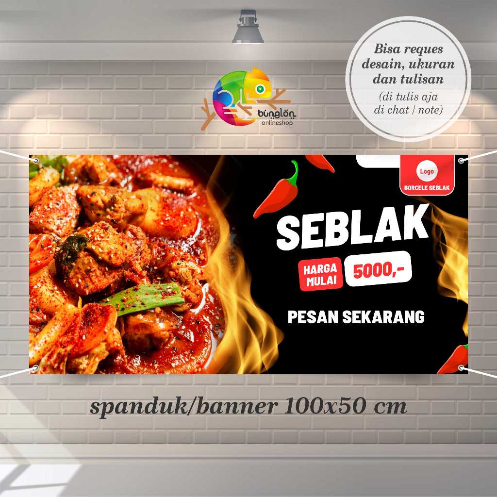 Jual Cetak Spanduk Banner Merah Hitam Kreatif Seblak | Shopee Indonesia