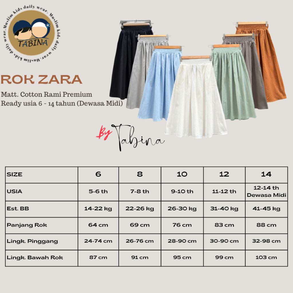 Jual Rok Anak Remaja dan Dewasa seri Zaraa Bahan Katun Rami Premium ...