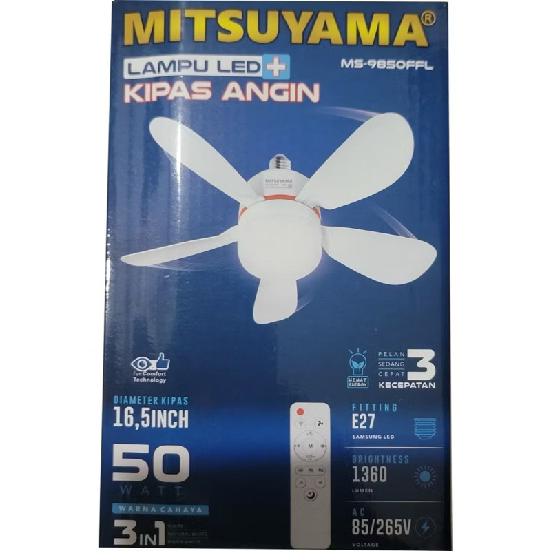 Jual Lampu Led Kipas Angin / Lampu Led Remote Mitsuyama 50W MS-9850FFL ...