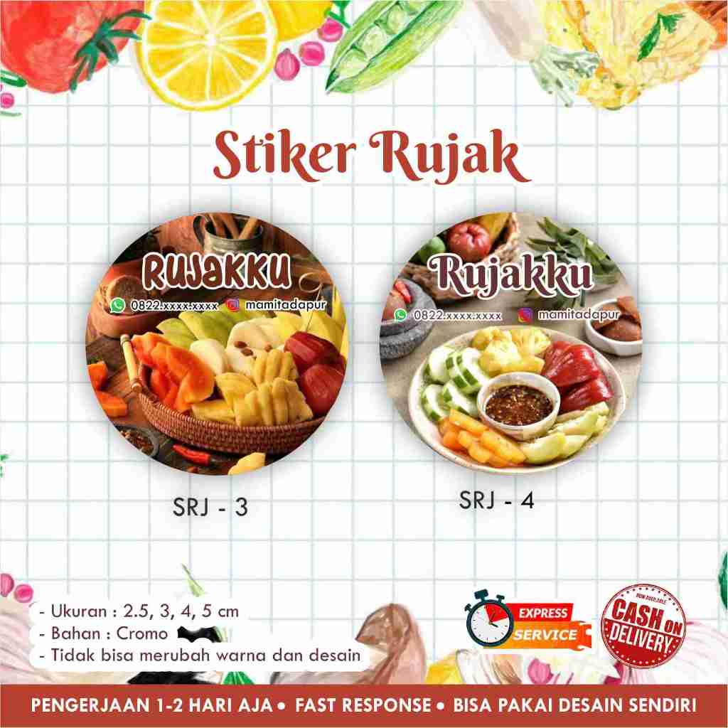 Jual [170 pcs] Stiker Rujak cromo bulat / Label kemasan makanan minuman ...