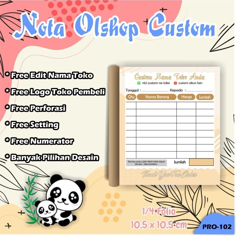 Jual Cetak Nota Satuan Custom Full Color isi 100 Lembar | Shopee Indonesia