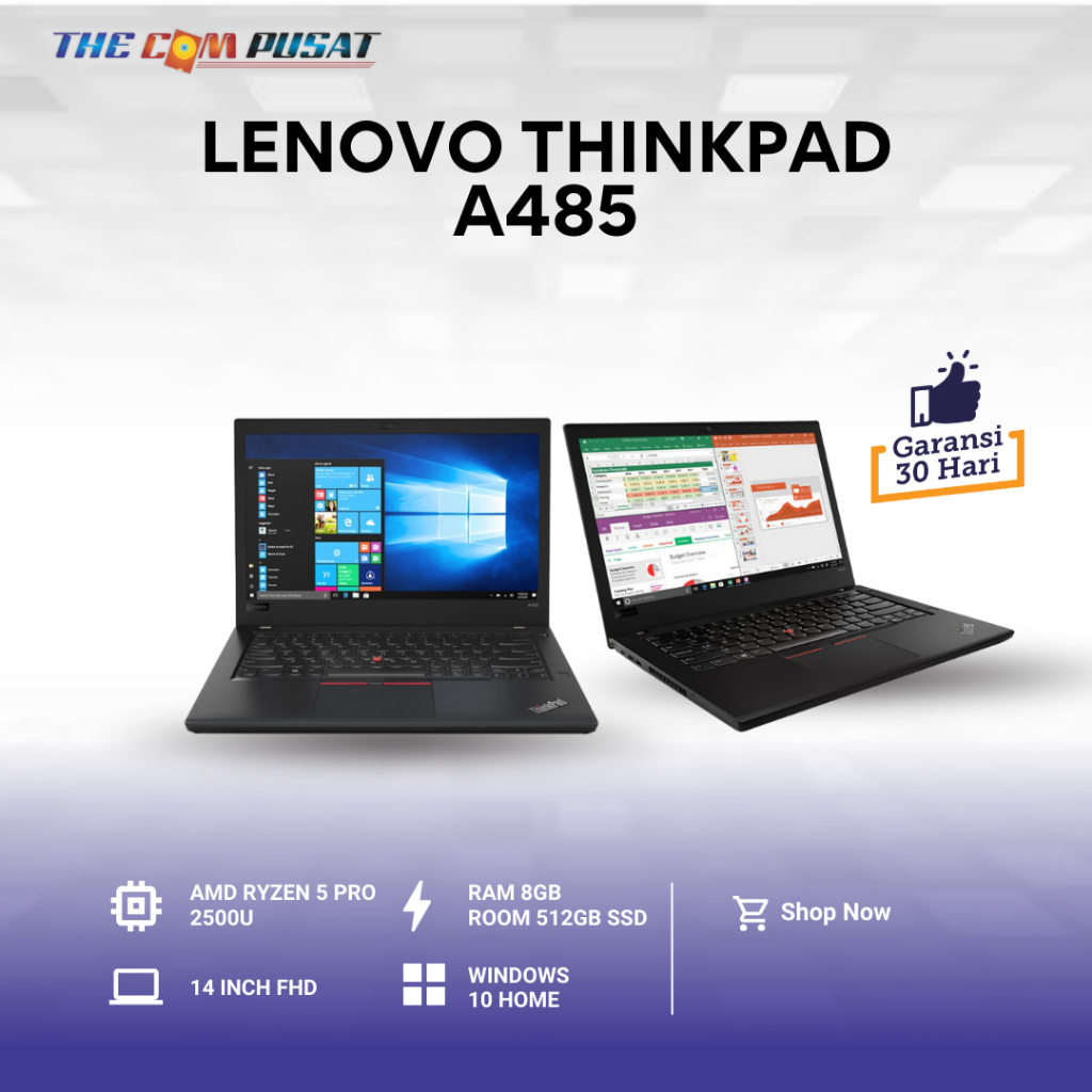 Jual LAPTOP LENOVO THINKPAD A485 / AMD RYZEN 5 PRO 2500U / RAM 8 GB SSD ...