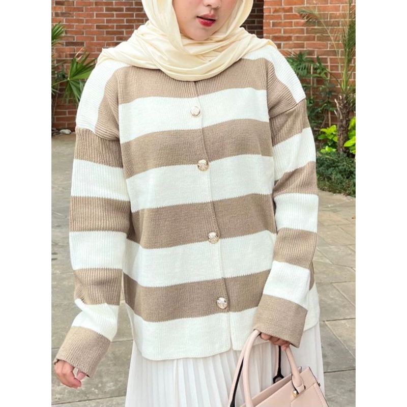 Jual ALICE STRIPES KNIT CARDY PREMIUM-ELENA CARDIGAN STRIPE ATASAN ...