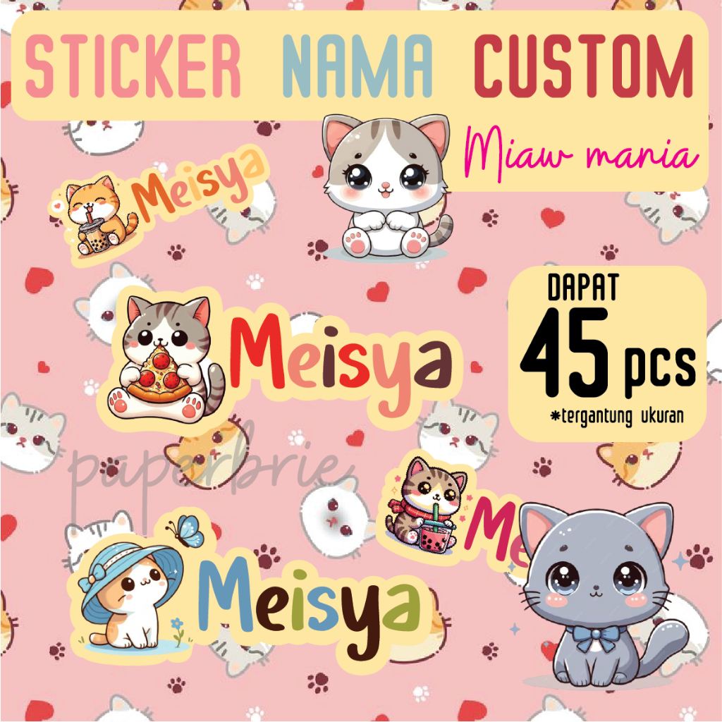 Jual Stiker Label Nama [Miaw Mania] - Boy Girl Anak, Motif Kucing, Cats ...
