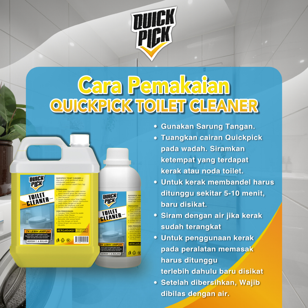 Jual Quickpick Toilet Cleaner Free Ongkir Cairan Ajaib L Ml Warna Kuning Pembersih